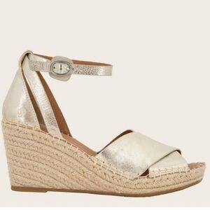 Kenneth Cole Gentle Souls Gold Espadrille Wedge Sandals